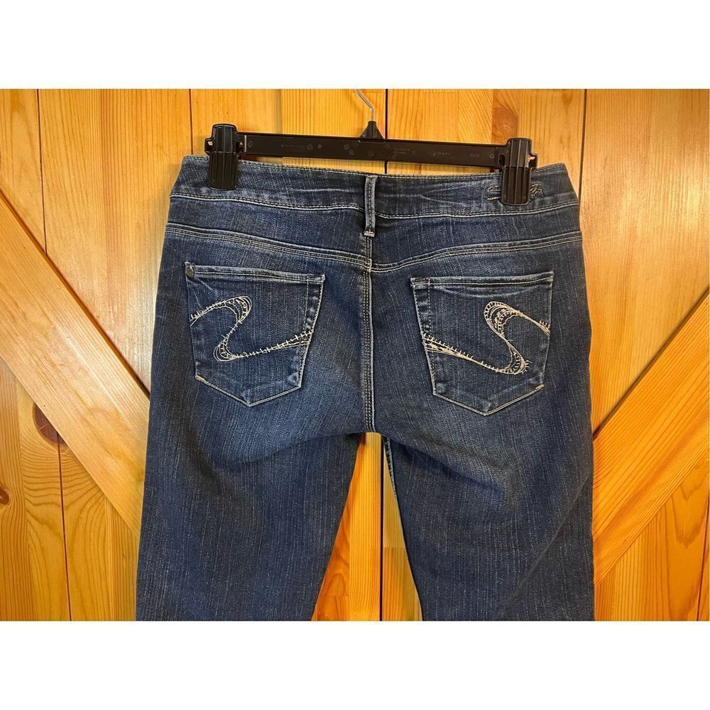 Silver Jeans Womens Santorini Dark Wash Denim Size 27 Straight Fit Cropped (3019 - Picture 6 of 8